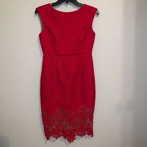 Red Cocktail dress with lace detail